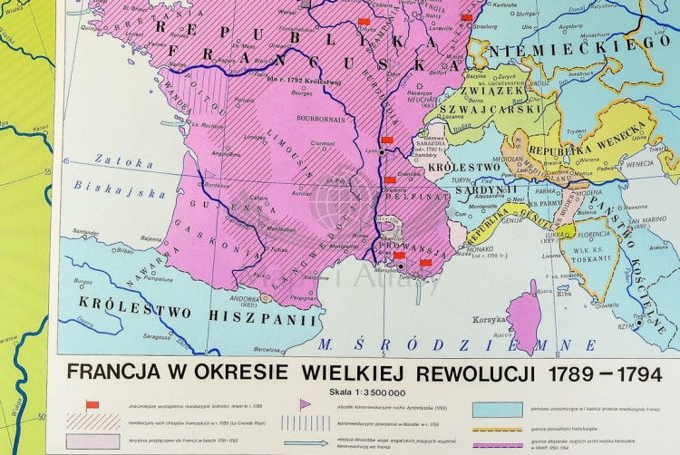 Europa w latach 1789-1814. Mapa ścienna wydawnictwa Nowa Era. Fragment 4
