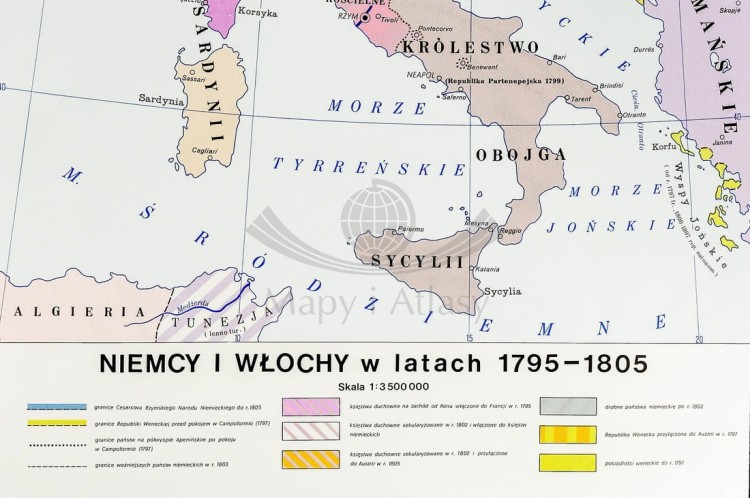 Europa w latach 1789-1814. Mapa ścienna wydawnictwa Nowa Era. Legenda 2