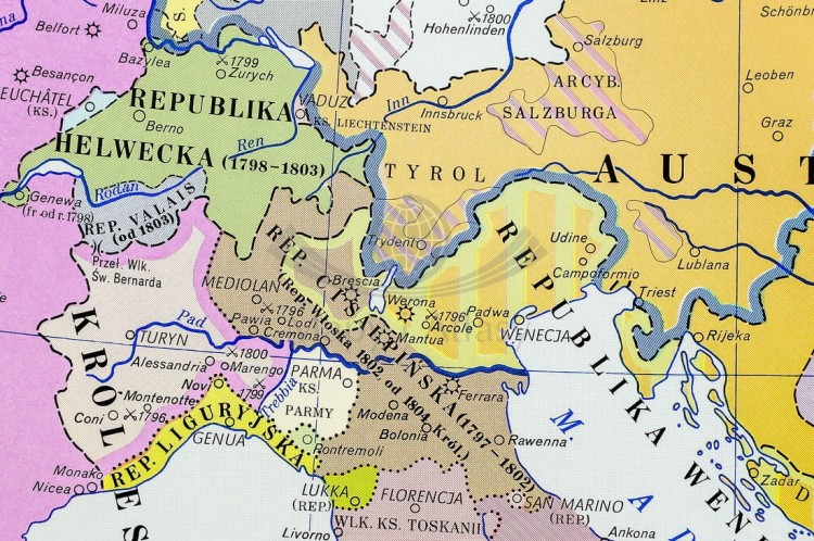 Europa w latach 1789-1814. Mapa ścienna wydawnictwa Nowa Era. Fragment 9