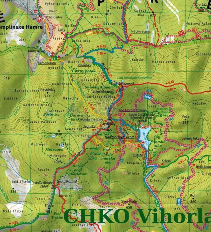Poloniny, Vihorlat, Zemplinska Sirava 1: 50 000. Mapa turystyczna 5043 wydawnictwa Tatra Plan. Fragment 1