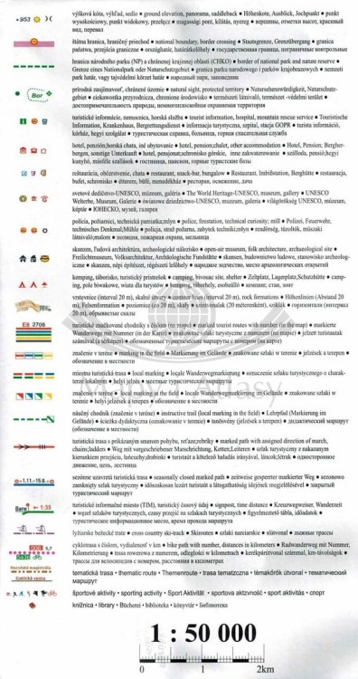 Poloniny, Vihorlat, Zemplinska Sirava 1: 50 000. Mapa turystyczna 5043 wydawnictwa Tatra Plan. Legenda 2