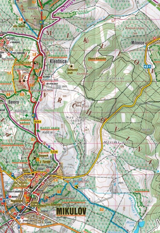 Brzecław, Palawa / Breclavsko, Palava. Mapa turystyczna 64 wydawnictwa Shocart. Fragment 1