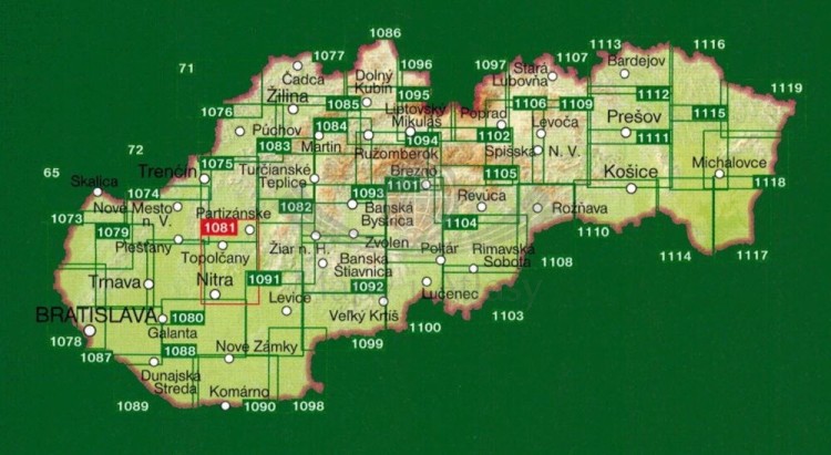 Trybecz, Nitra / Tribec. Mapa turystyczna 1081 wydawnictwa Shocart.  Publikacje
