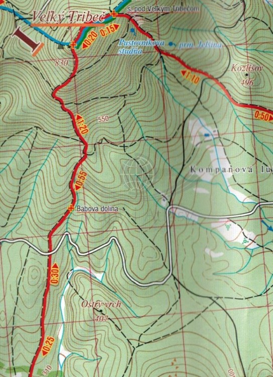 Trybecz, Nitra / Tribec. Mapa turystyczna 1081 wydawnictwa Shocart.  Fragment 1