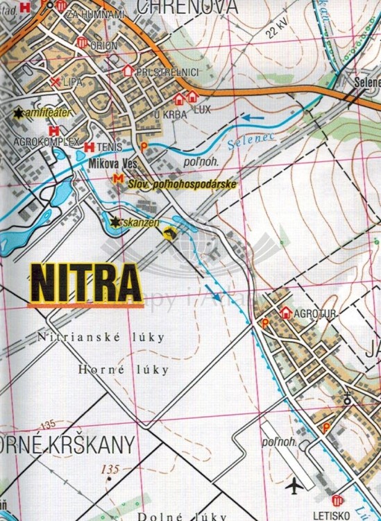 Trybecz, Nitra / Tribec. Mapa turystyczna 1081 wydawnictwa Shocart.  Fragment 2