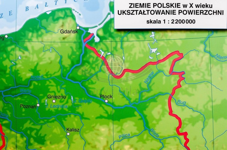 Początki państwa polskiego / Kryzys i odbudowa państwa piastowskiego. Dwustronna mapa ścienna wydawnictwa Nowa Era. Fragment 9