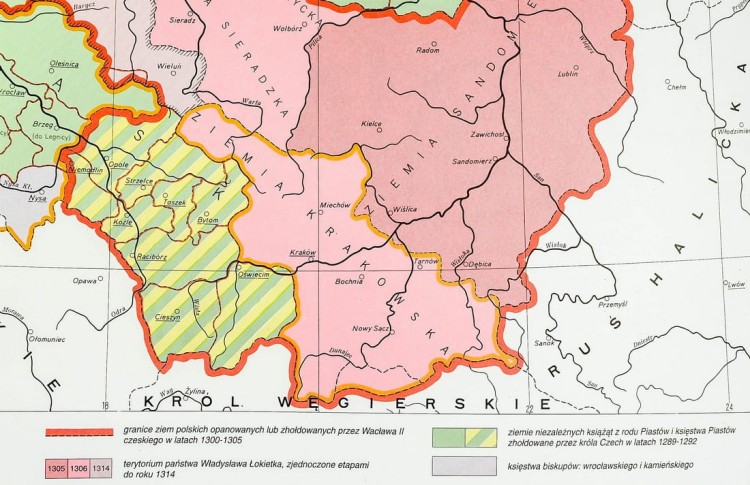 Polska dzielnicowa. Mapa ścienna na płótnie. Fragment 7