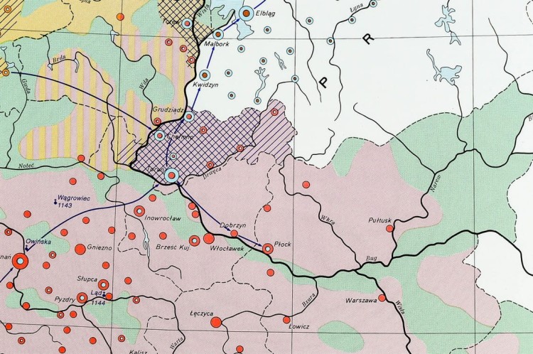 Polska dzielnicowa. Mapa ścienna na płótnie. Fragment 10