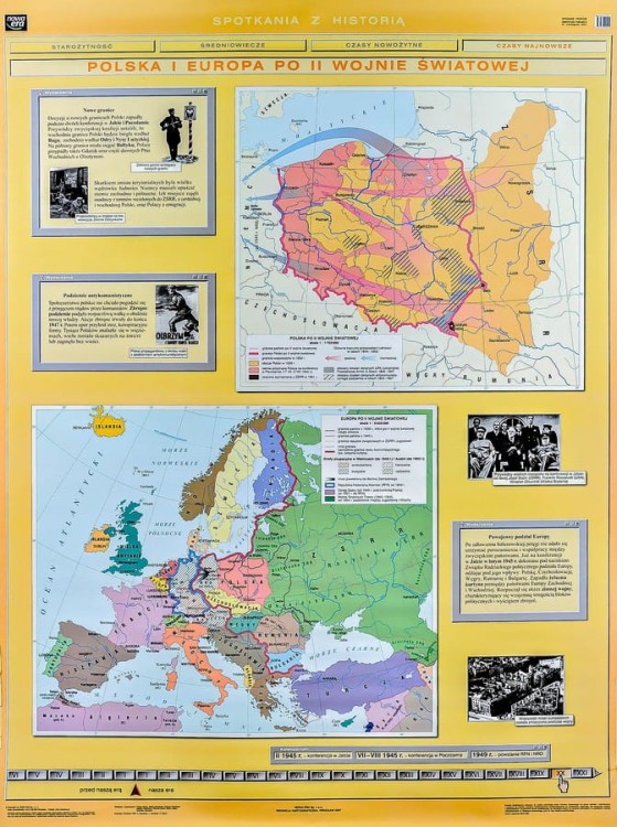 Polska i Europa po II wojnie Światowej / Rozpad systemu komunistycznego. Dwustronna mapa ścienna wydawnictwa Nowa Era. II strona