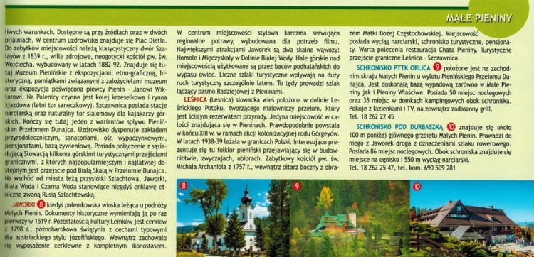 Panoramy widokowe Pienin. Przewodnik dla łowców krajobrazów wydawnictwa WiT. Opis regionu - przykładowa strona