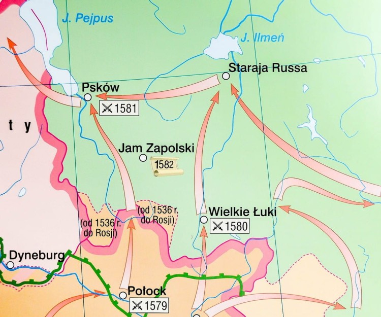 Polska i Litwa Jagiellonów / Rzeczpospolita i Europa w okresie renesansu. Dwustronna mapa ścienna wydawnictwa Nowa Era. Fragment 4