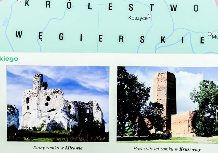 Polska Kazimierza Wielkiego / Zjednoczenie ziem polskich przez Władysława Łokietka. Dwustronna mapa ścienna wydawnictwa Nowa Era. Fragment 12