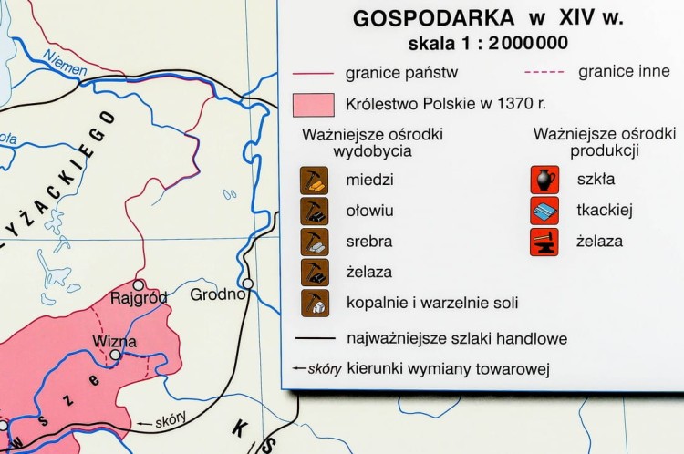 Polska Kazimierza Wielkiego / Zjednoczenie ziem polskich przez Władysława Łokietka. Dwustronna mapa ścienna wydawnictwa Nowa Era. Legenda 3