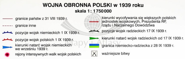 II wojna światowa w Europie / Polska podczas II wojny światowej. Dwustronna mapa ścienna. Legenda 4