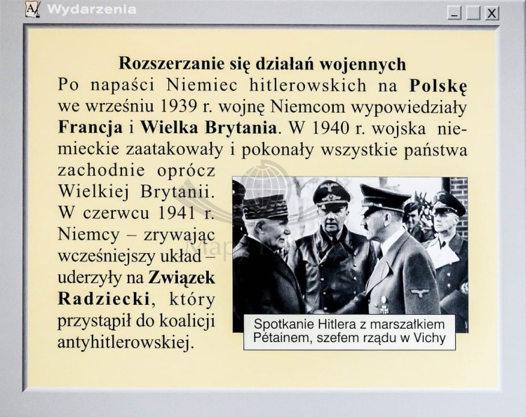 II wojna światowa w Europie / Polska podczas II wojny światowej. Dwustronna mapa ścienna. Fragment 5