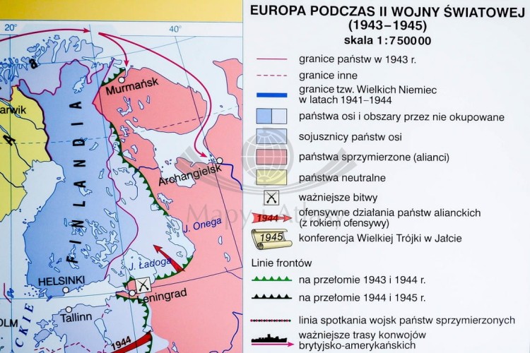 II wojna światowa w Europie / Polska podczas II wojny światowej. Dwustronna mapa ścienna. Legenda 1