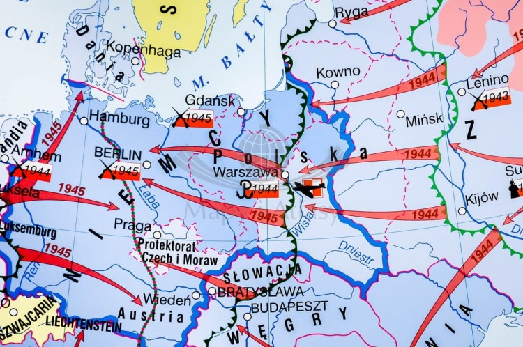 II wojna światowa w Europie / Polska podczas II wojny światowej. Dwustronna mapa ścienna. Fragment 7