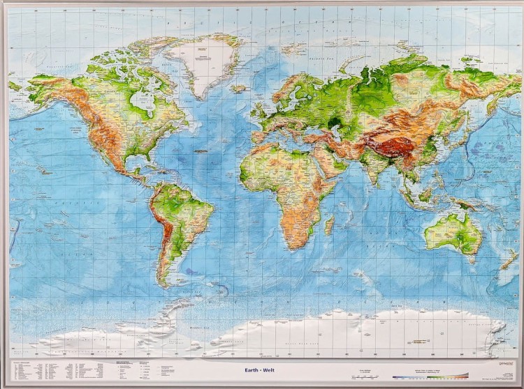 Świat 1:53 500 000. Mapa plastyczna (trójwymiarowa) wydawnictwa Georelief. Całość
