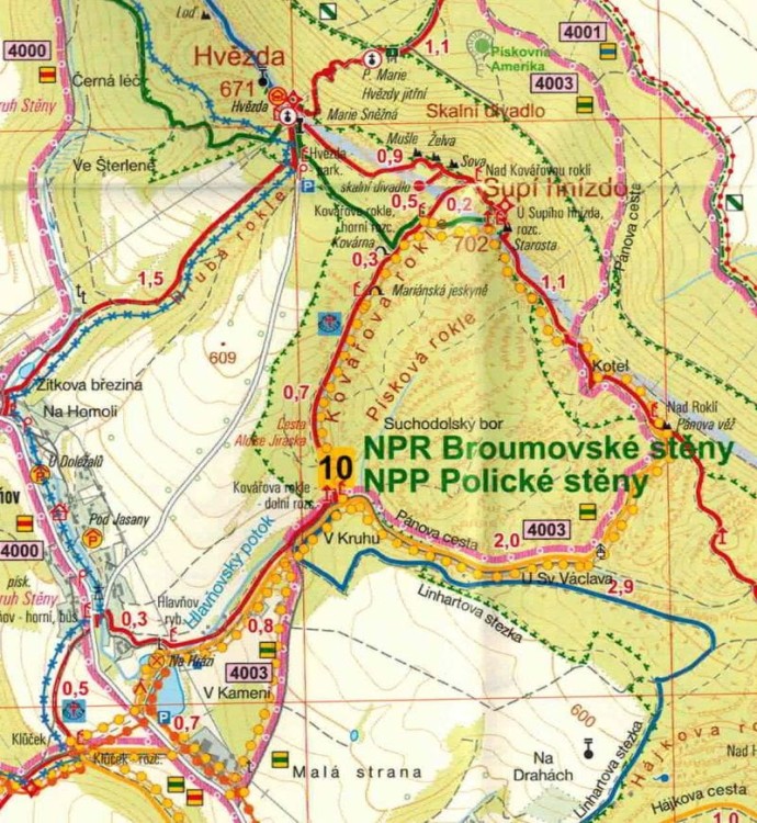 Broumovsko, Adrszpach, Skalne Miasto, Góry Stołowe 1:25 000. Mapa turystyczna 60 wydawnictwa Geodezie On Line. Fragment 1