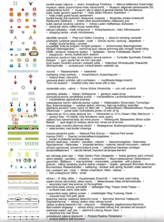 Broumovsko, Adrszpach, Skalne Miasto, Góry Stołowe 1:25 000. Mapa turystyczna 60 wydawnictwa Geodezie On Line. Legenda 2