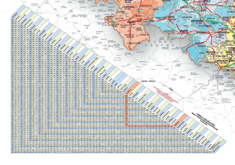 Polska 1:750 000. Mapa ścienna drogowo-administracyjna. Wersja STRONG. Kilometraż