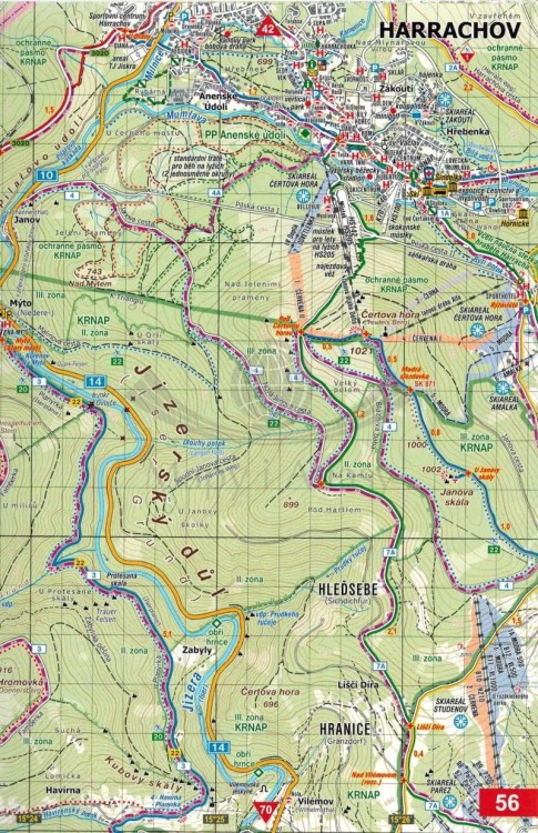 Góry Izerskie i Grzbiet Jesztedzki / Jizerske Hory a Jestedsky Hrbet 1:25 000. Atlas turystyczny wydawnictwa Kartografie HP. Przykładowy arkusz 2