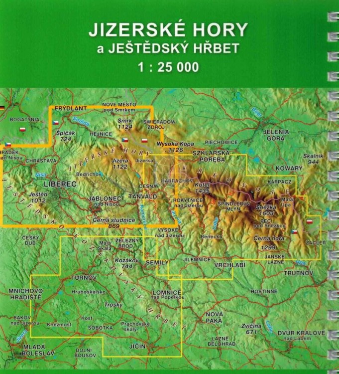 Góry Izerskie i Grzbiet Jesztedzki / Jizerske Hory a Jestedsky Hrbet 1:25 000. Atlas turystyczny wydawnictwa Kartografie HP. Okładka tył