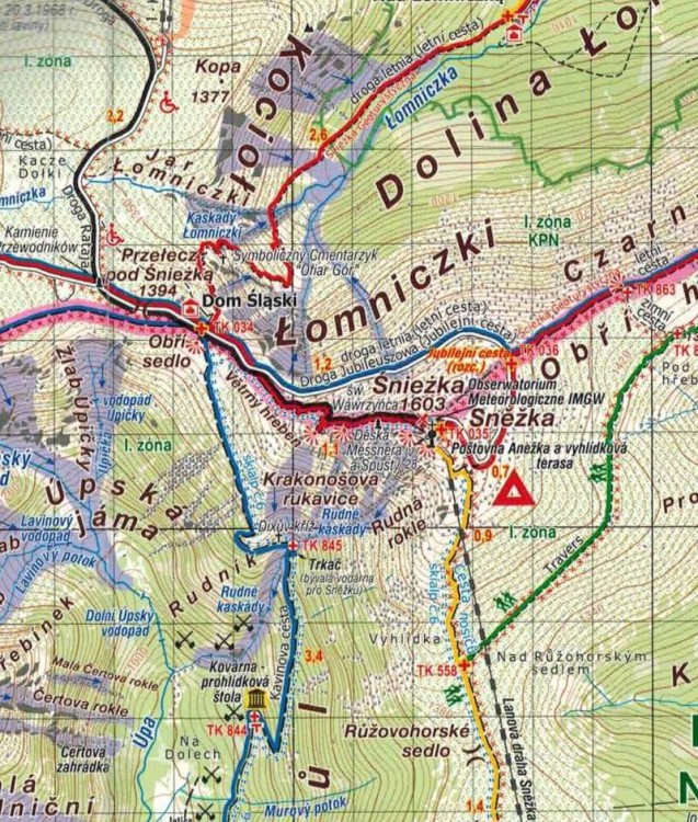 Karkonosze, Karkonoski Park Narodowy 1:25 000. Mapa turystyczna wydawnictwa Kartografie HP. Fragment 2