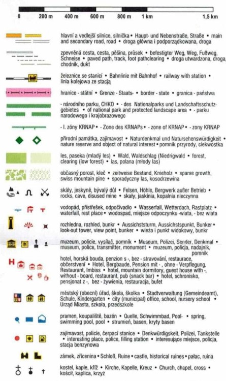 Karkonosze, Karkonoski Park Narodowy 1:25 000. Mapa turystyczna wydawnictwa Kartografie HP. Legenda 1