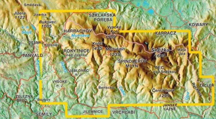 Karkonoski Park Narodowy 1:25 000. Mapa turystyczna wydawnictwa Kartografie HP. Okładka