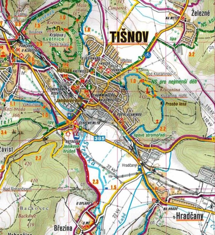 Blanensko, Boskovicko. Mapa turystyczna 56 wydawnictwa Shocart. Fragment 1