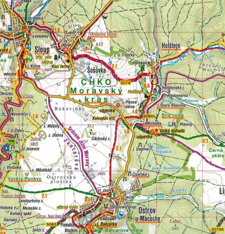 Blanensko, Boskovicko. Mapa turystyczna 56 wydawnictwa Shocart. Fragment 2