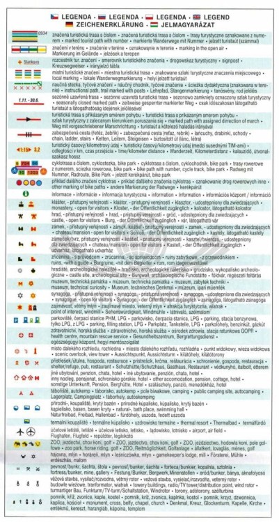 Blanensko, Boskovicko. Mapa turystyczna 56 wydawnictwa Shocart. Legenda 1