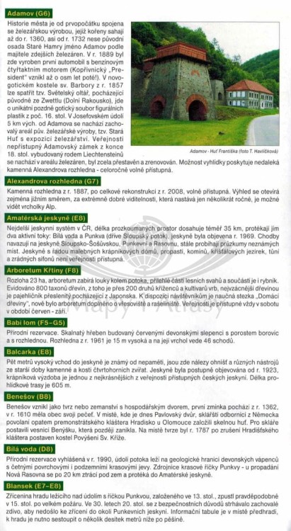 Blanensko, Boskovicko. Mapa turystyczna 56 wydawnictwa Shocart. Informator