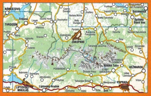 Tatry Polskie i Słowackie 1:50 000. Laminowana mapa turystyczna wydawnictwa Compass. Zasięg