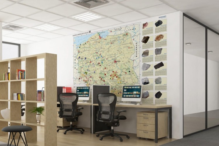 Surowce mineralne w Polsce. Fototapeta samoprzylepna. Plansza edukacyjna. Przykład