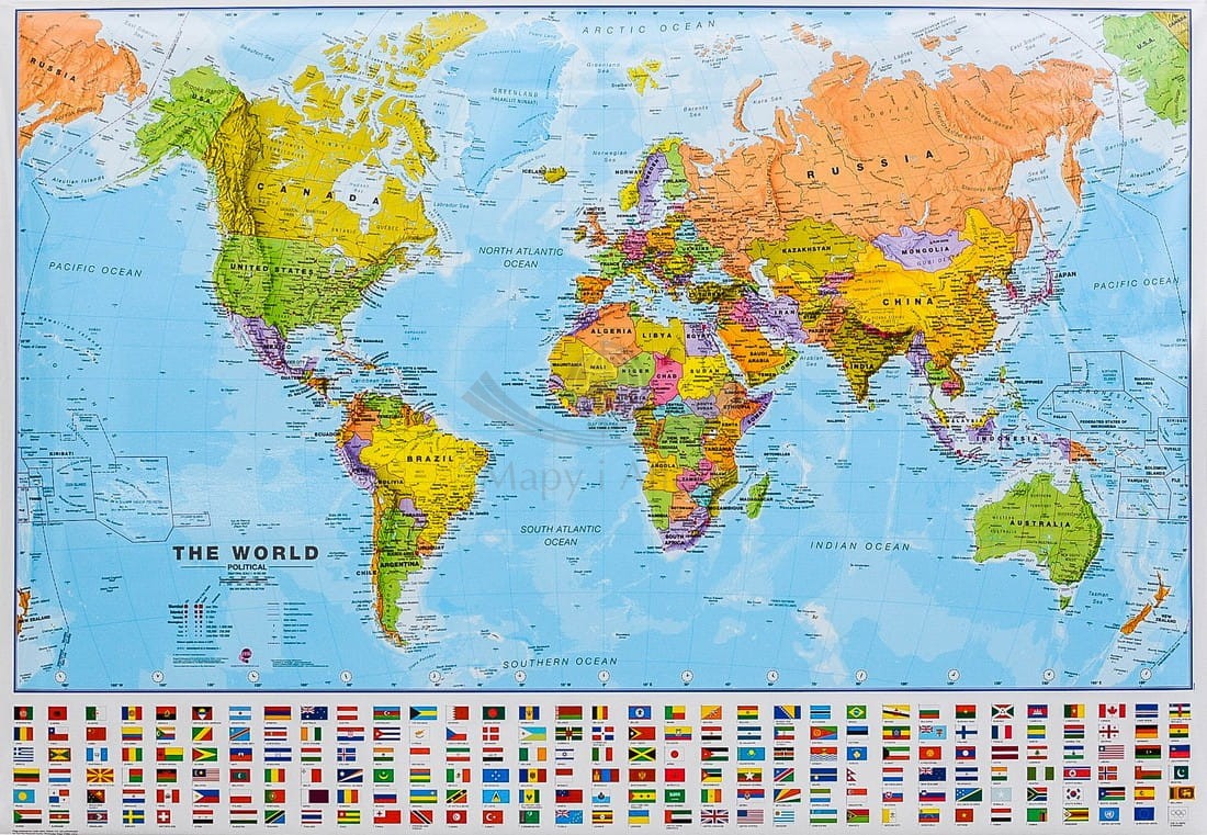 Świat 1:40 000 000. Mapa ścienna polityczna. MI
