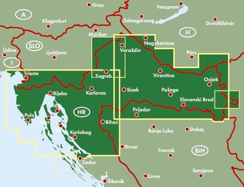 Chorwacja, część północna / Istria, Zagrzeb, Slawonia. Mapa samochodowo-turystyczna wydawnictwa Freytag & Berndt. Zasięg