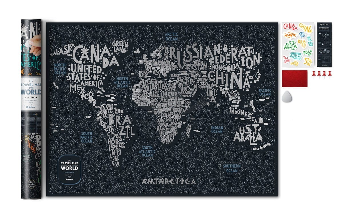 Świat. Mapa zdrapka Travel Map Letters World