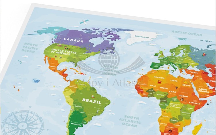 Świat. Mapa interaktywna Travel Map Kids Sights. Fragment