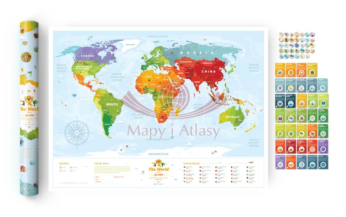 Świat. Mapa interaktywna Travel Map Kids Sights