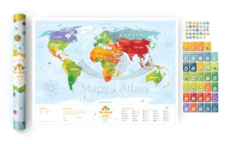 Świat. Mapa interaktywna Travel Map Kids Sights. Mapa + tuba