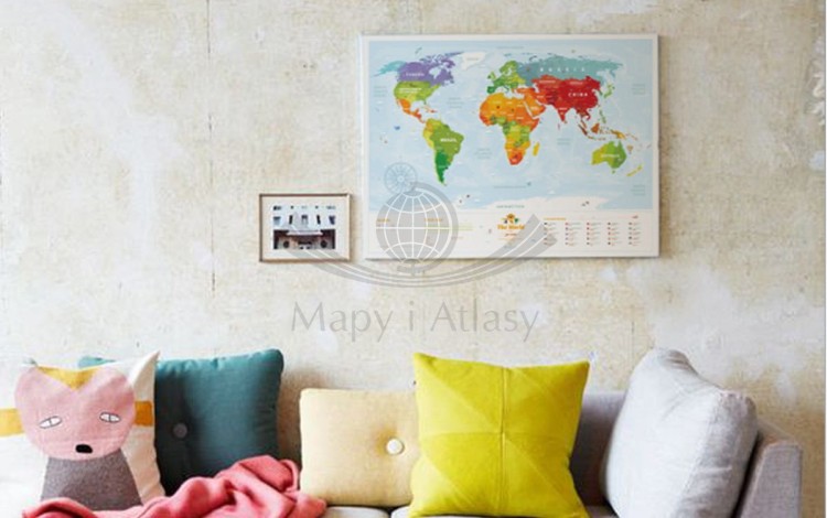 Świat. Mapa interaktywna Travel Map Kids Sights. Przykład oprawy i aranżacji