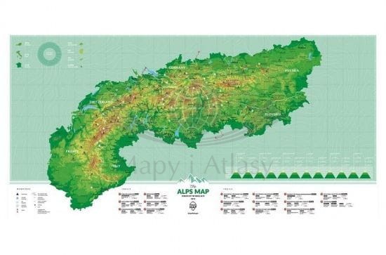 Alpy mapa zdrapka wydawnictwa International Travel Map. Zdrapana