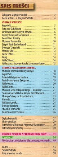 Zakopane. Ilustrowany multiprzewodnik z mapami wydawnictwa Galileos. Spis treści