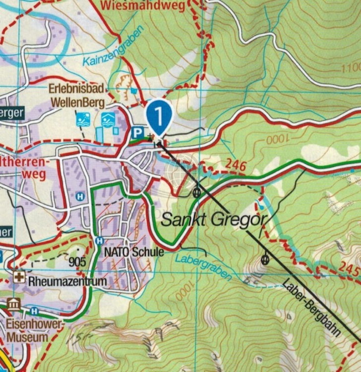 Werdenfelser Land mit Zugspitze. Wodoodporna mapa turystyczna wydawnictwa Kompass. Fragment 3