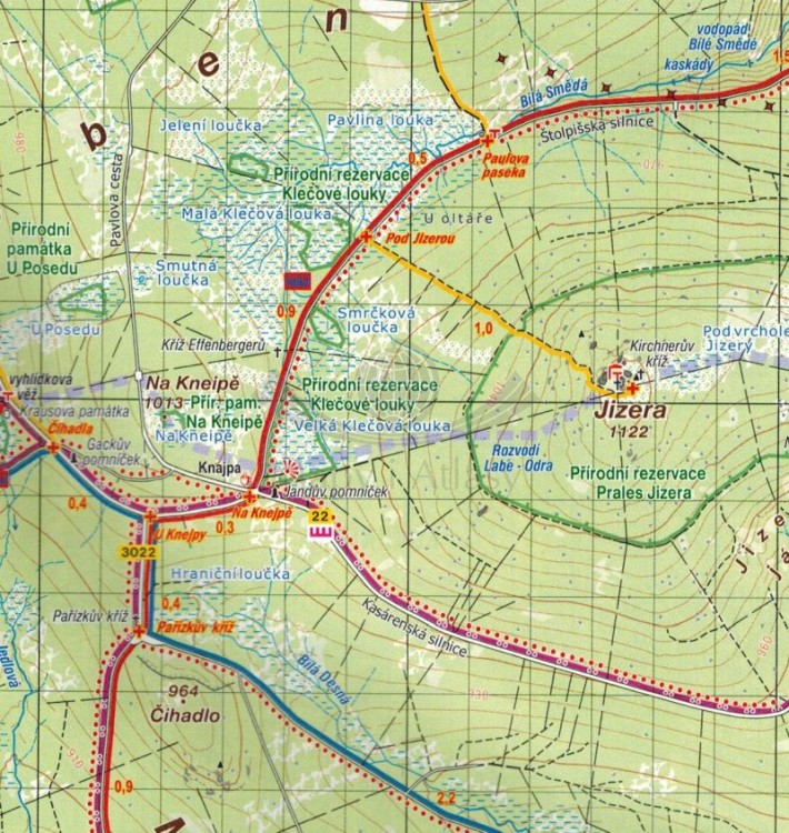 Góry Izerskie. Mapa turystyczna wydawnictwa Kartografie HP. Fragment 1
