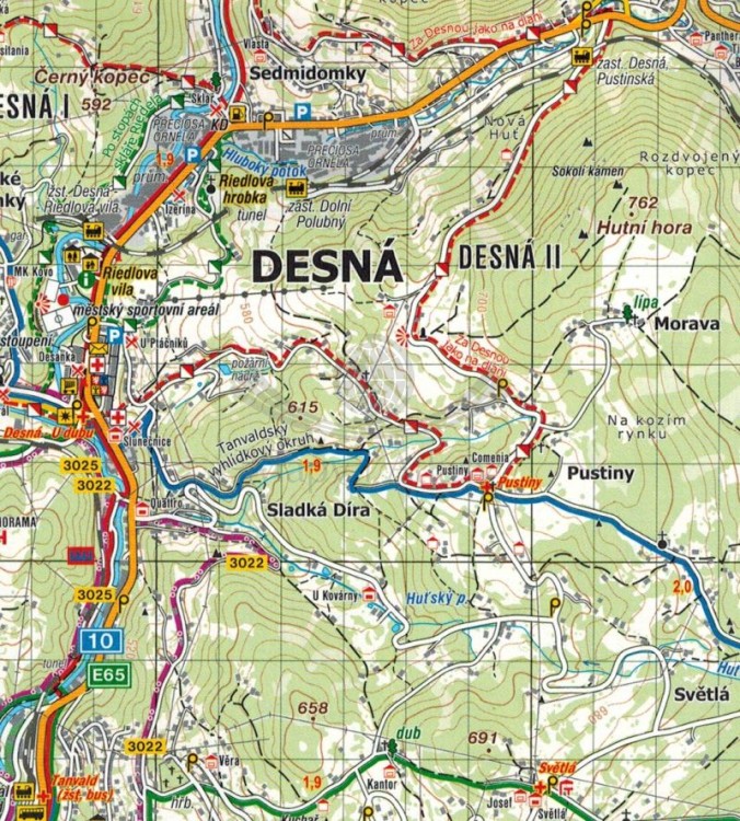 Góry Izerskie. Mapa turystyczna wydawnictwa Kartografie HP. Fragment 2