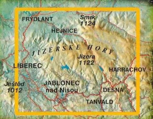 Góry Izerskie 1:40 000. Mapa turystyczna wydawnictwa Kartografie HP. Zasięg