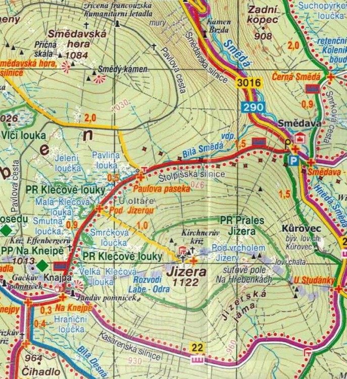Góry Izerskie 1:40 000. Mapa turystyczna wydawnictwa Kartografie HP. Fragment 1